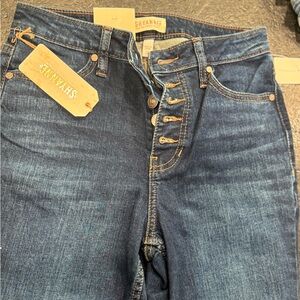 SHYANNE Women's Dark Wash, Button Fly, High Rise, Skinny Ankle Jeans Size 28x28